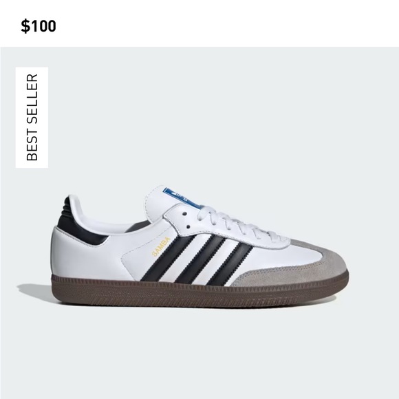 Adidas Samba White and Black Trainers - Picture 1 of 6